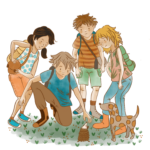 enfants randonnée filles garçons hérisson chien illustration jeunesse
